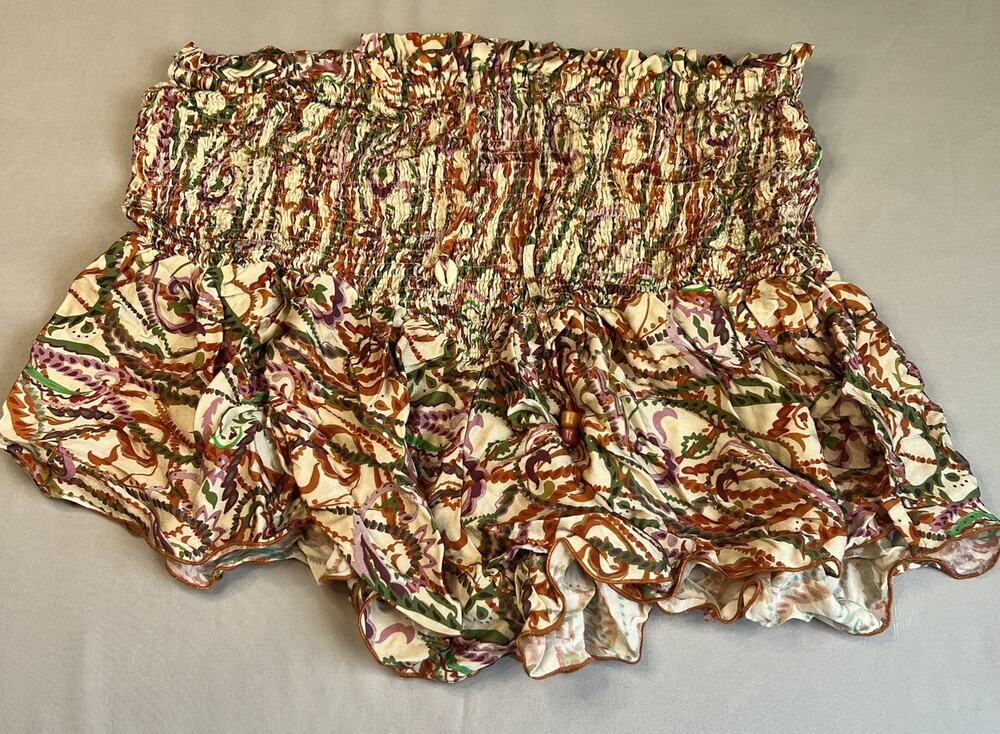 Zara Women's High Waisted Smocked Boho Patterned Shorts Size Large